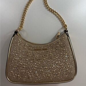 Michael Kors Gold Crystal Embellished Shoulder Bag